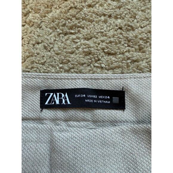 Zara Dress Pants Trousers 26” Inseam Light Beige Ankle Tapered Career Women Sz 2 - Picture 2 of 8